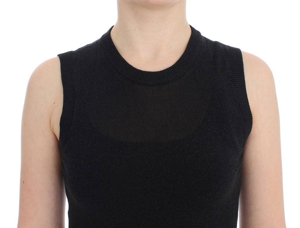 Gilet pull noir sans manches à col rond de Dolce & Gabbana