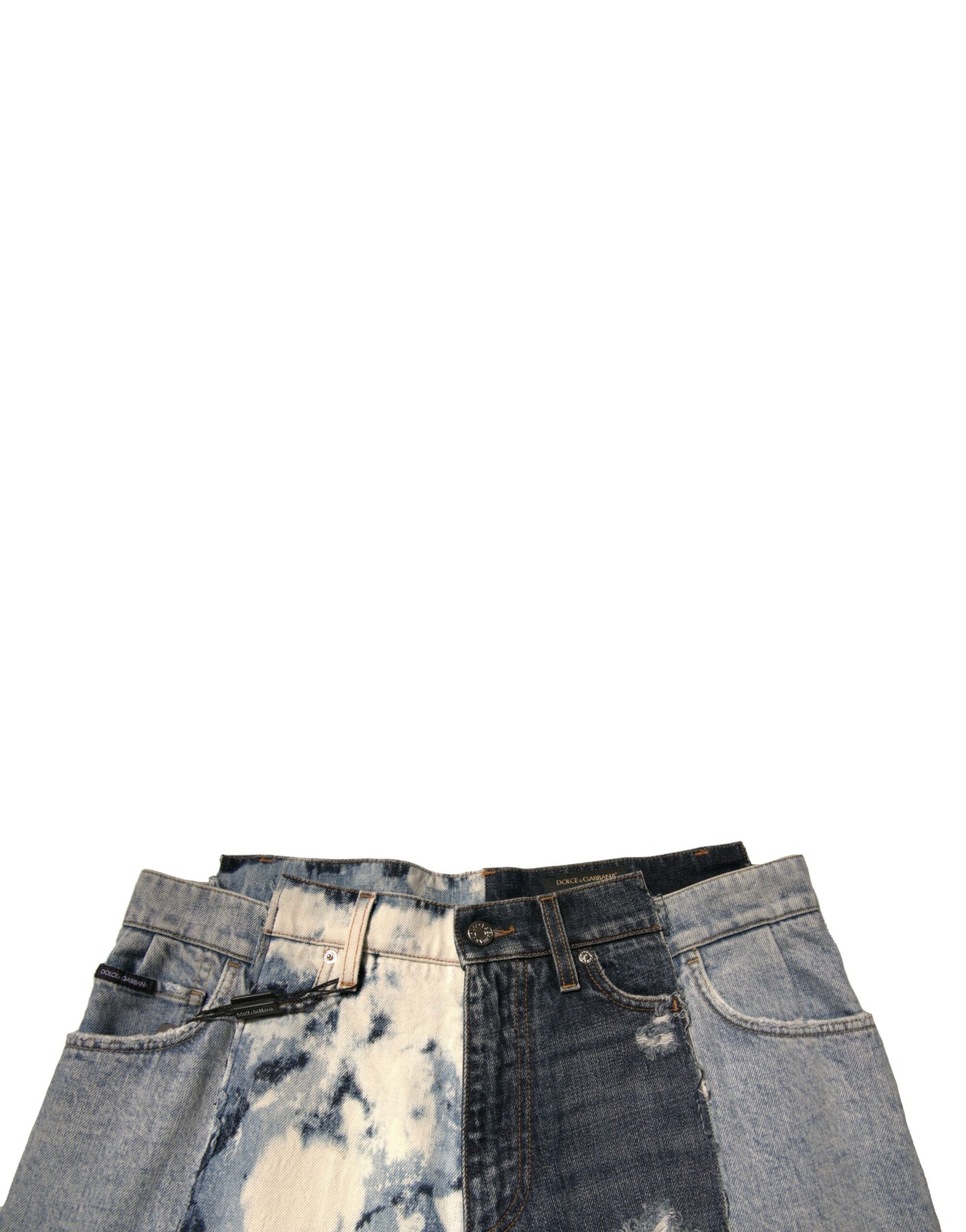 Jeans en coton droit à patchwork multicolore pour homme de Dolce & Gabbana