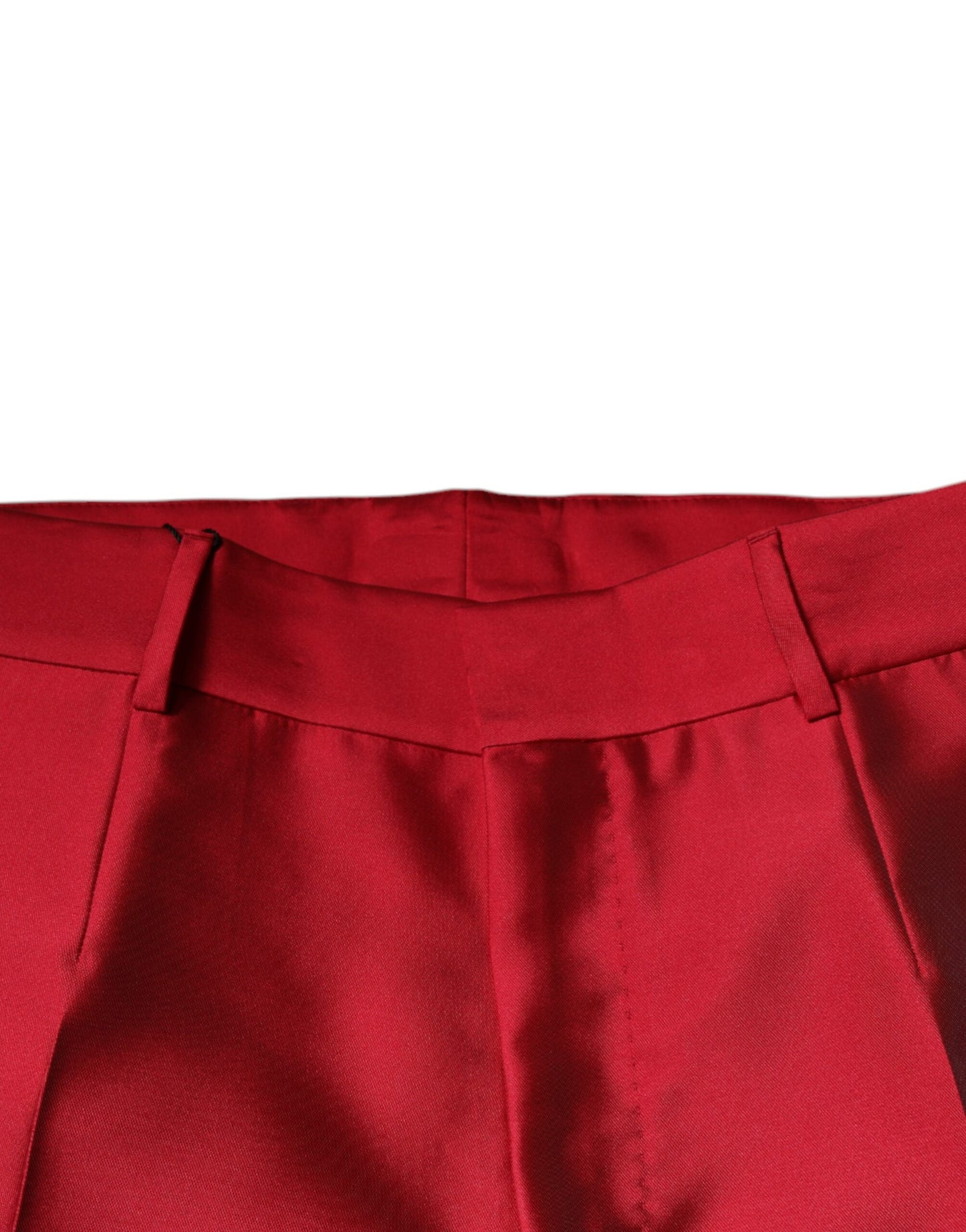 Pantalon tailleur droit taille mi-hauteur en soie rouge Dolce & Gabbana