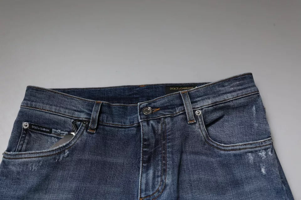 Jeans skinny en coton stretch bleu délavé Dolce & Gabbana