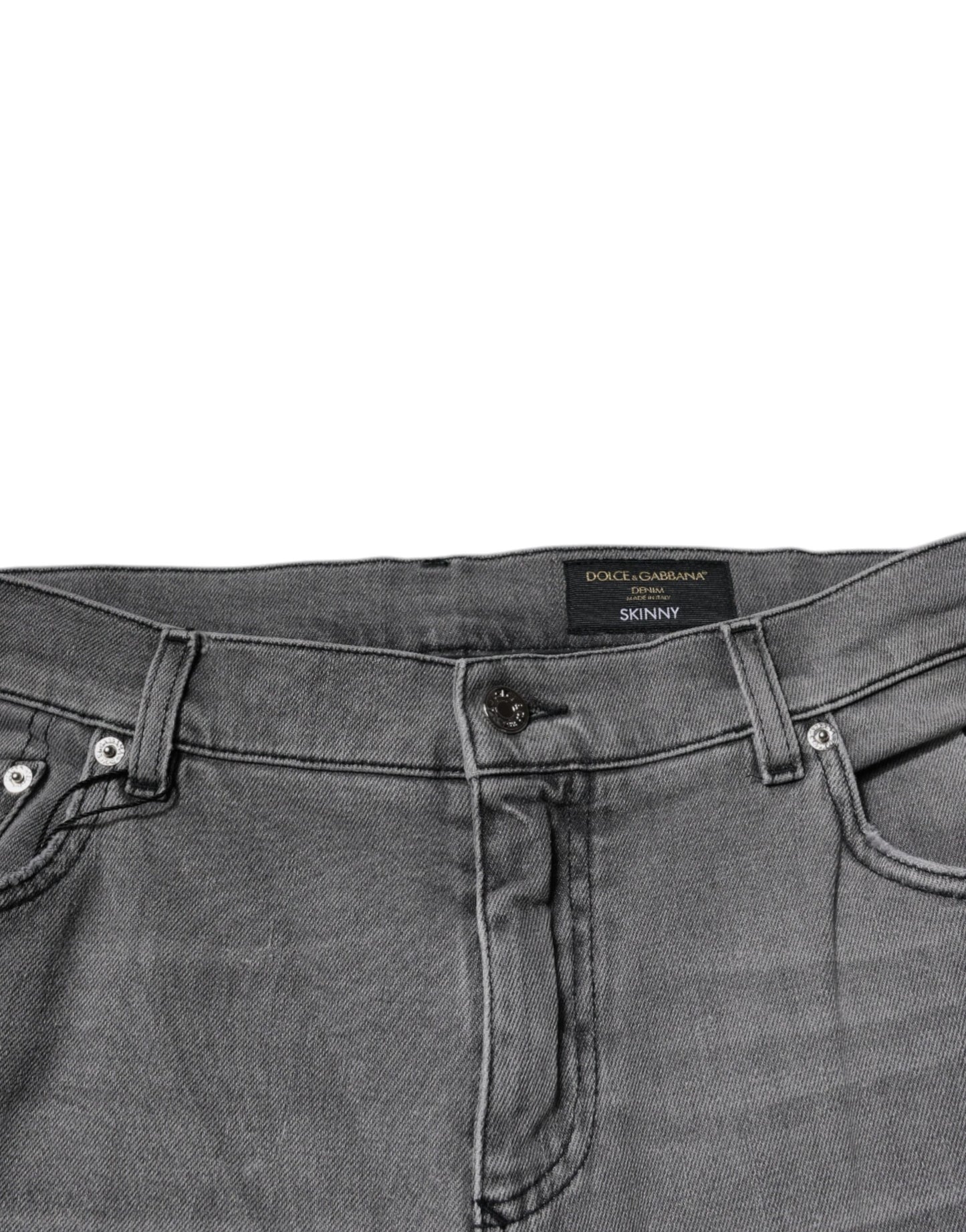Dolce & Gabbana grijze, grafisch bedrukte, smalle spijkerbroek van katoen