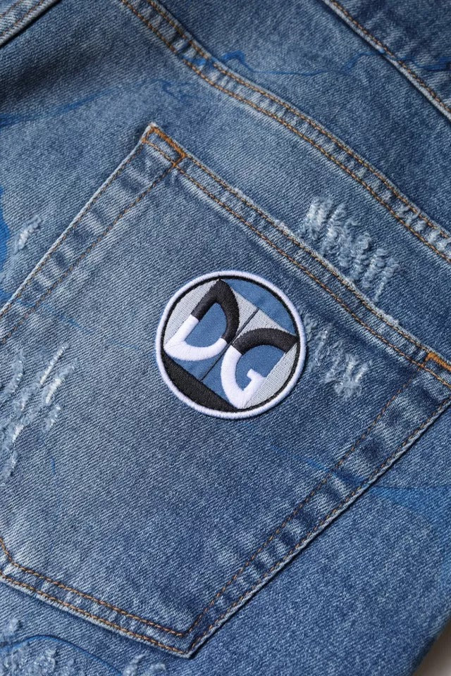 Jeans skinny en coton stretch bleu délavé Dolce & Gabbana