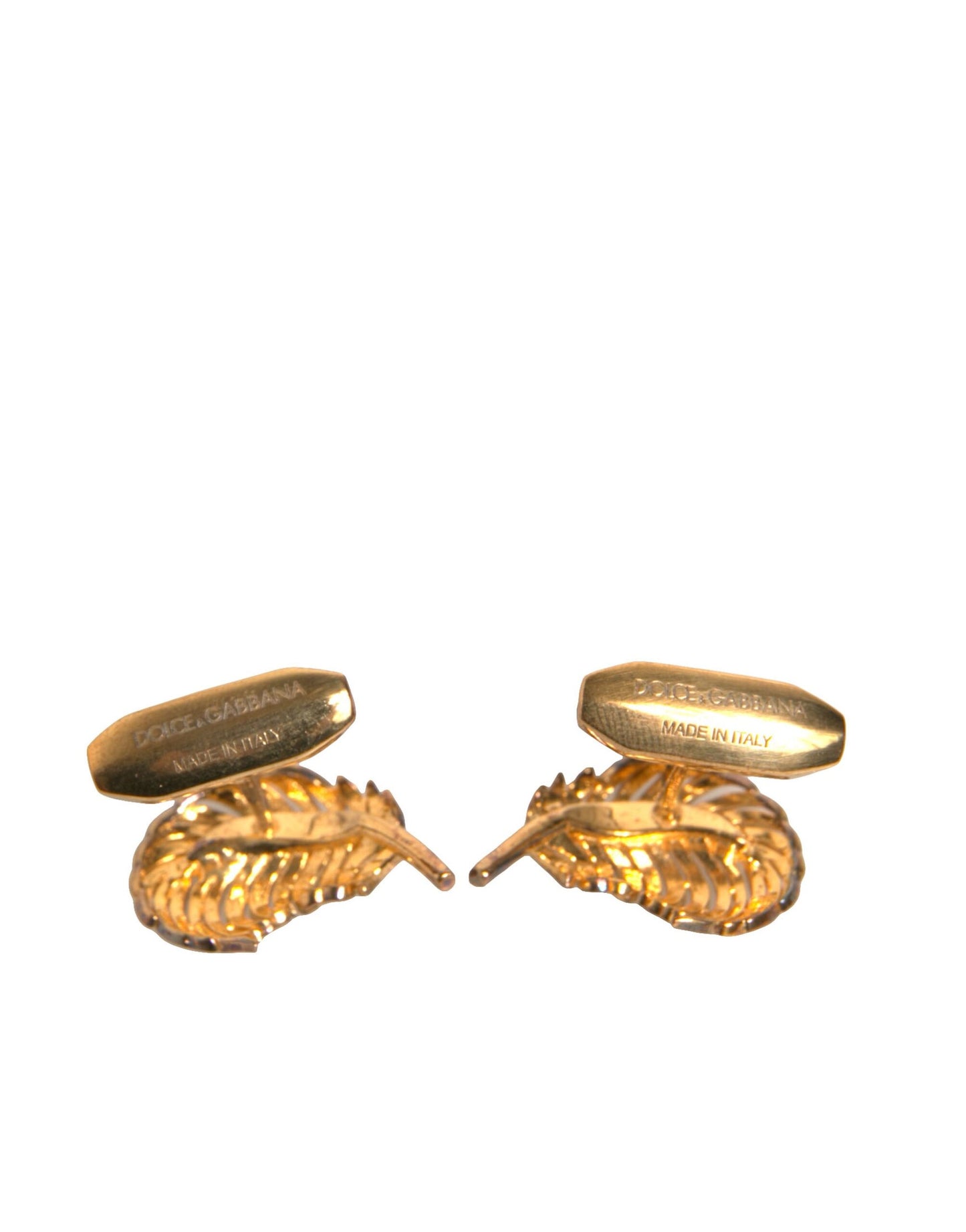 Dolce & Gabbana Gouden 925 Sterling Zilveren Kristallen Blad Manchetknopen