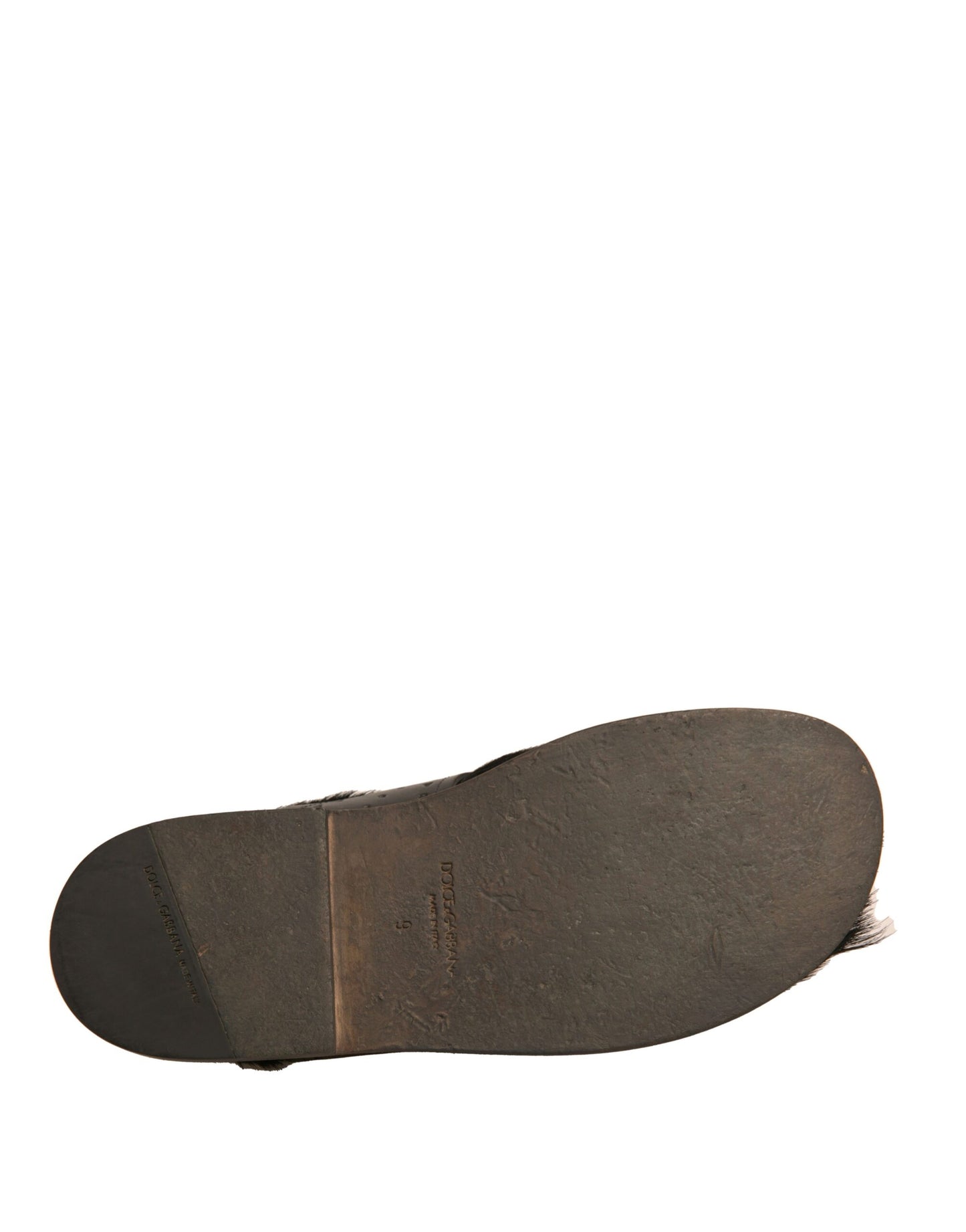 Sandales plates en cuir Gazelle à poils verts de Dolce & Gabbana