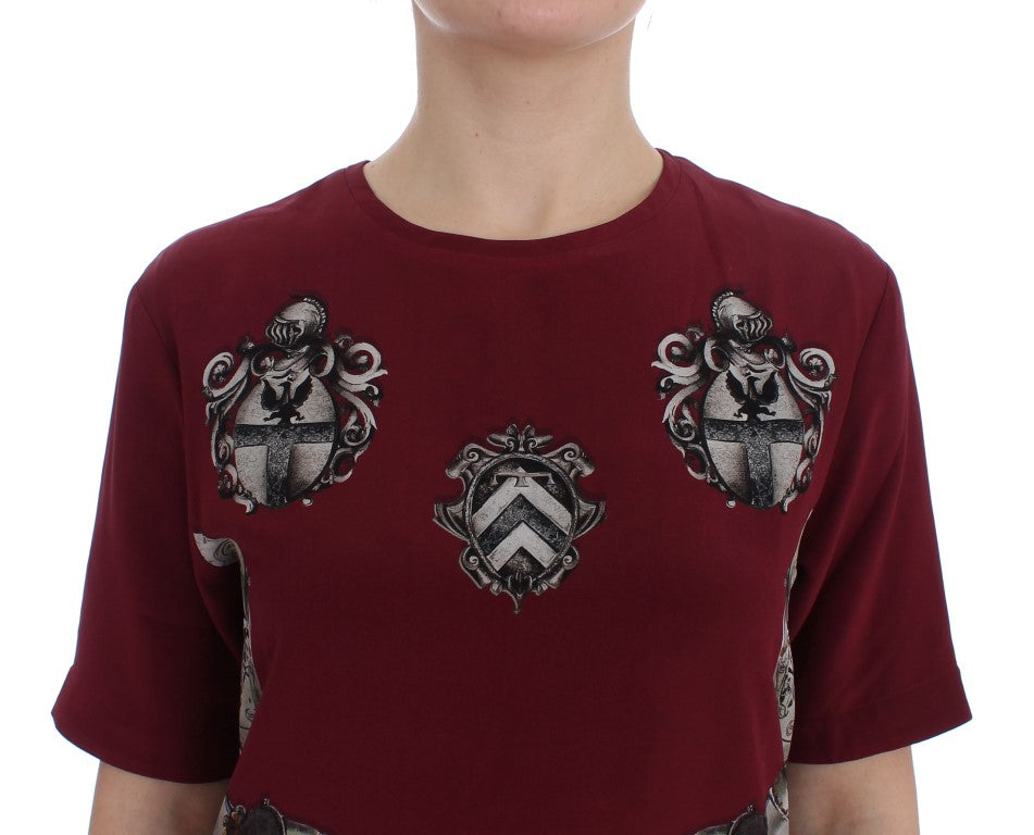 Dolce & Gabbana Rode Ridderprint Zijden Blouse T-shirt