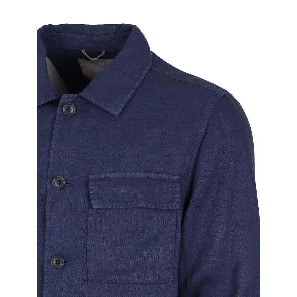 AT.P.CO Blauw Linnen Overhemd
