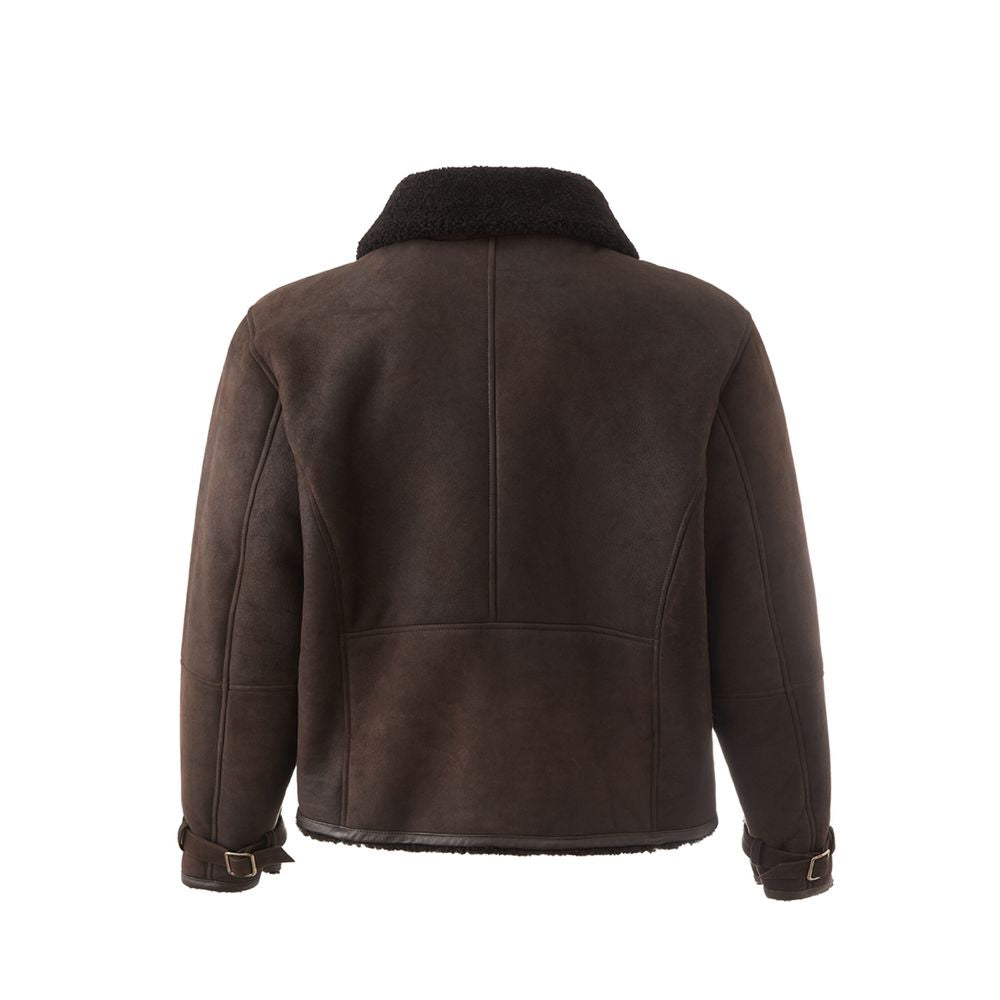 Veste en cuir marron Montone élégante de Lardini