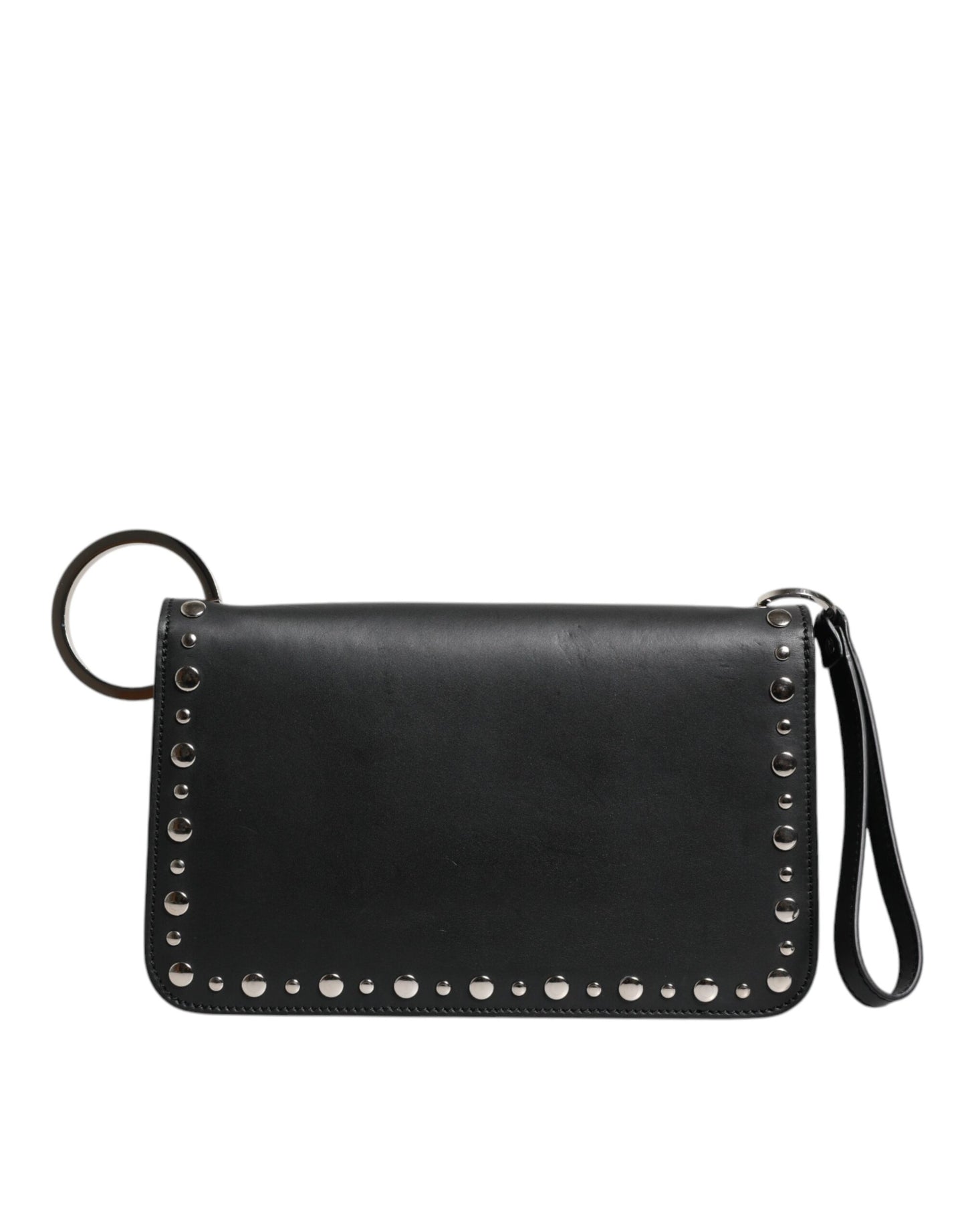 Petit sac à bandoulière clouté en cuir noir Dolce & Gabbana
