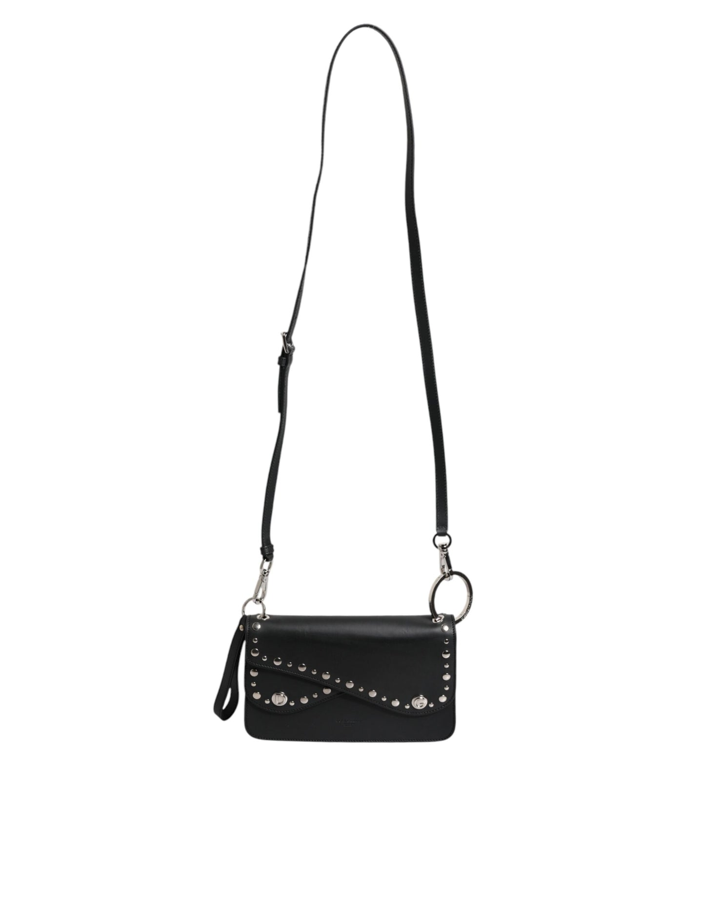 Petit sac à bandoulière clouté en cuir noir Dolce & Gabbana