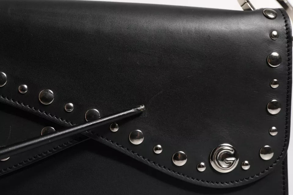 Petit sac à bandoulière clouté en cuir noir Dolce & Gabbana