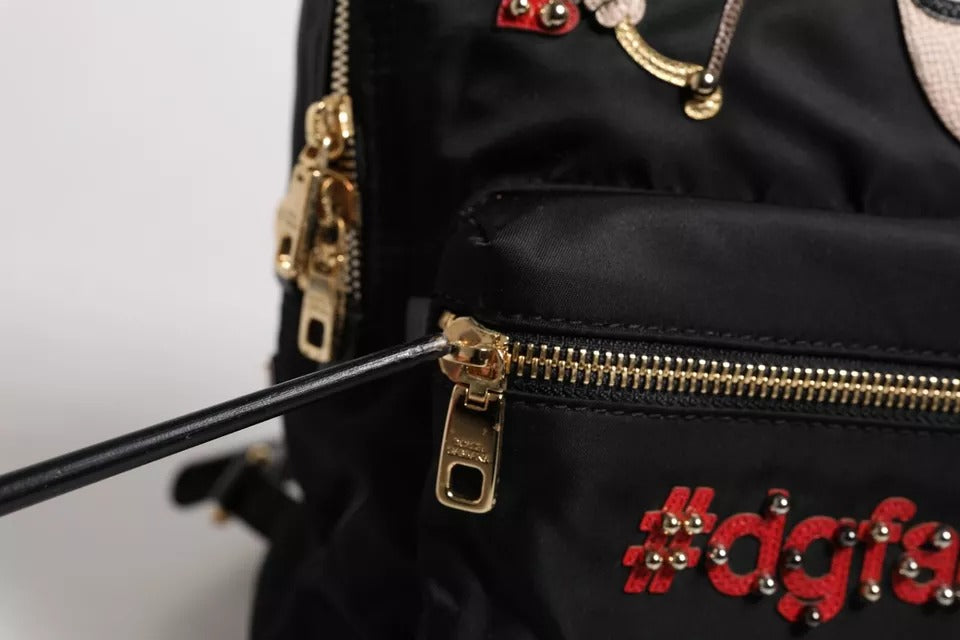 Sac à dos Dolce & Gabbana en nylon noir #DGFAMILY VULCANO orné