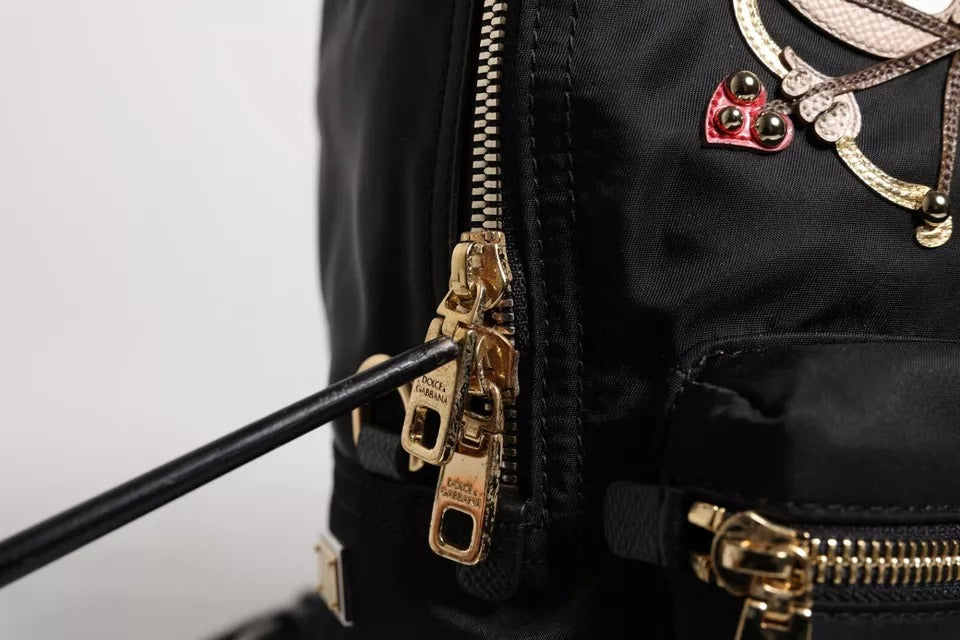 Sac à dos Dolce & Gabbana en nylon noir #DGFAMILY VULCANO orné