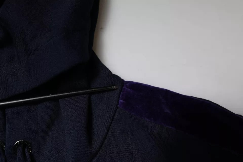 Sweat à capuche en coton bleu avec couronne Dolce & Gabbana