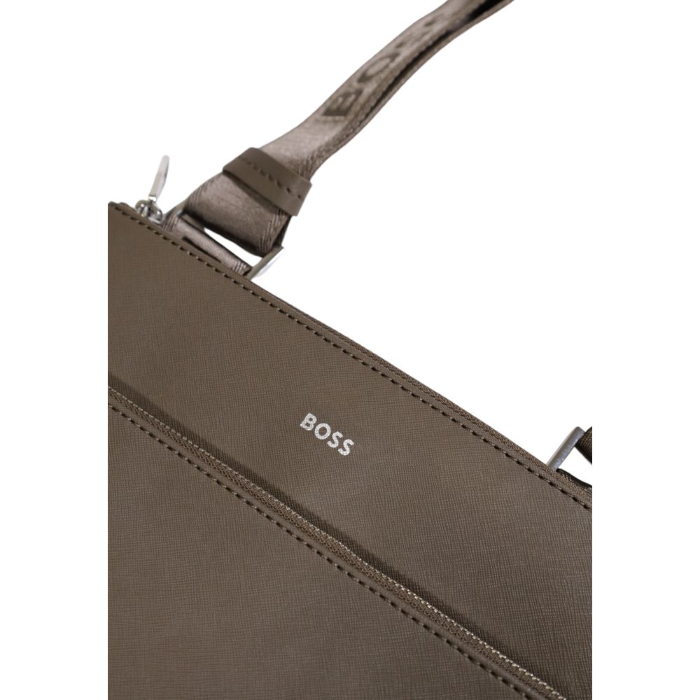 Hugo Boss Groene Leren Koerierstas