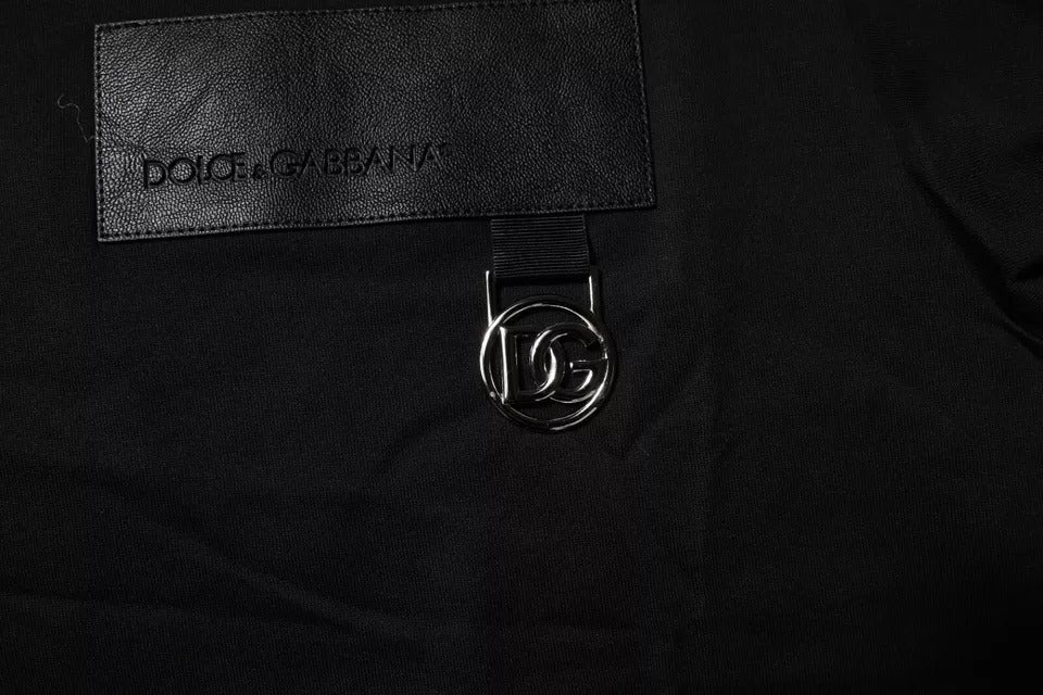 Dolce & Gabbana T-shirt met ronde hals van katoen, zwart met logo-patch.