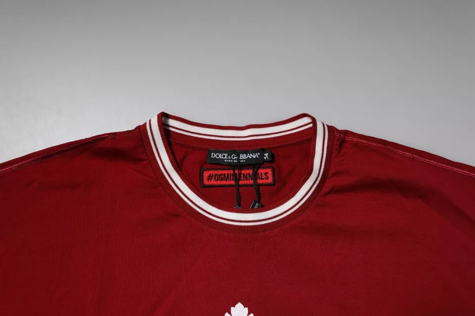 Dolce & Gabbana T-shirt met rode logo-kroon, gemaakt van katoen, met ronde hals.