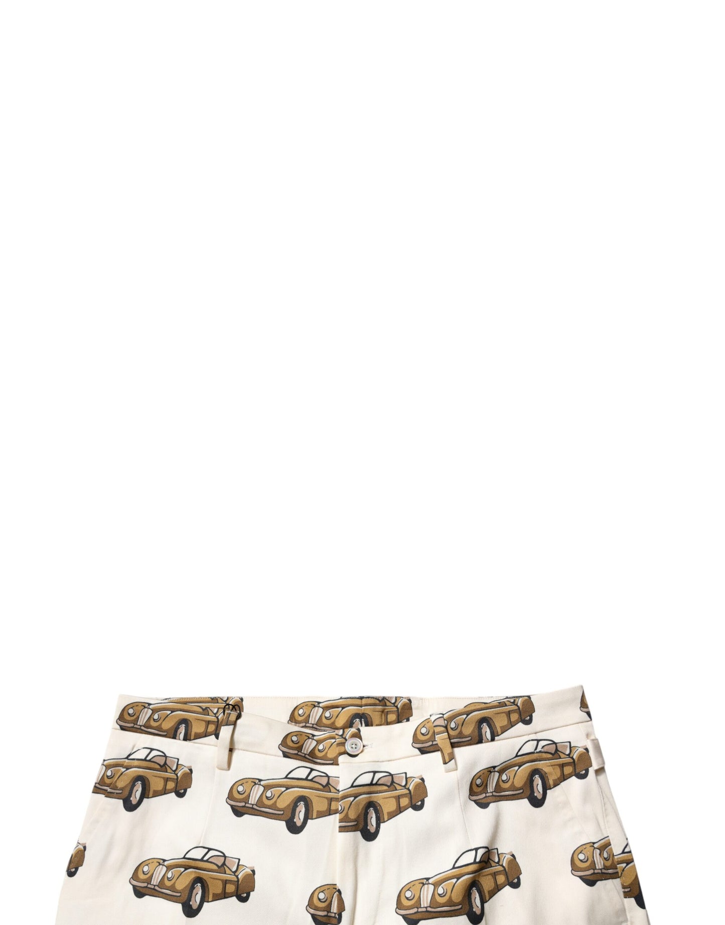 Jeans skinny en coton blanc cassé à motifs voitures Dolce & Gabbana pour homme
