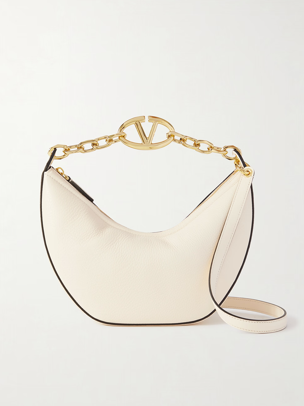 Valentino Garavani Petit sac à bandoulière Hobo Vlogo en cuir ivoire