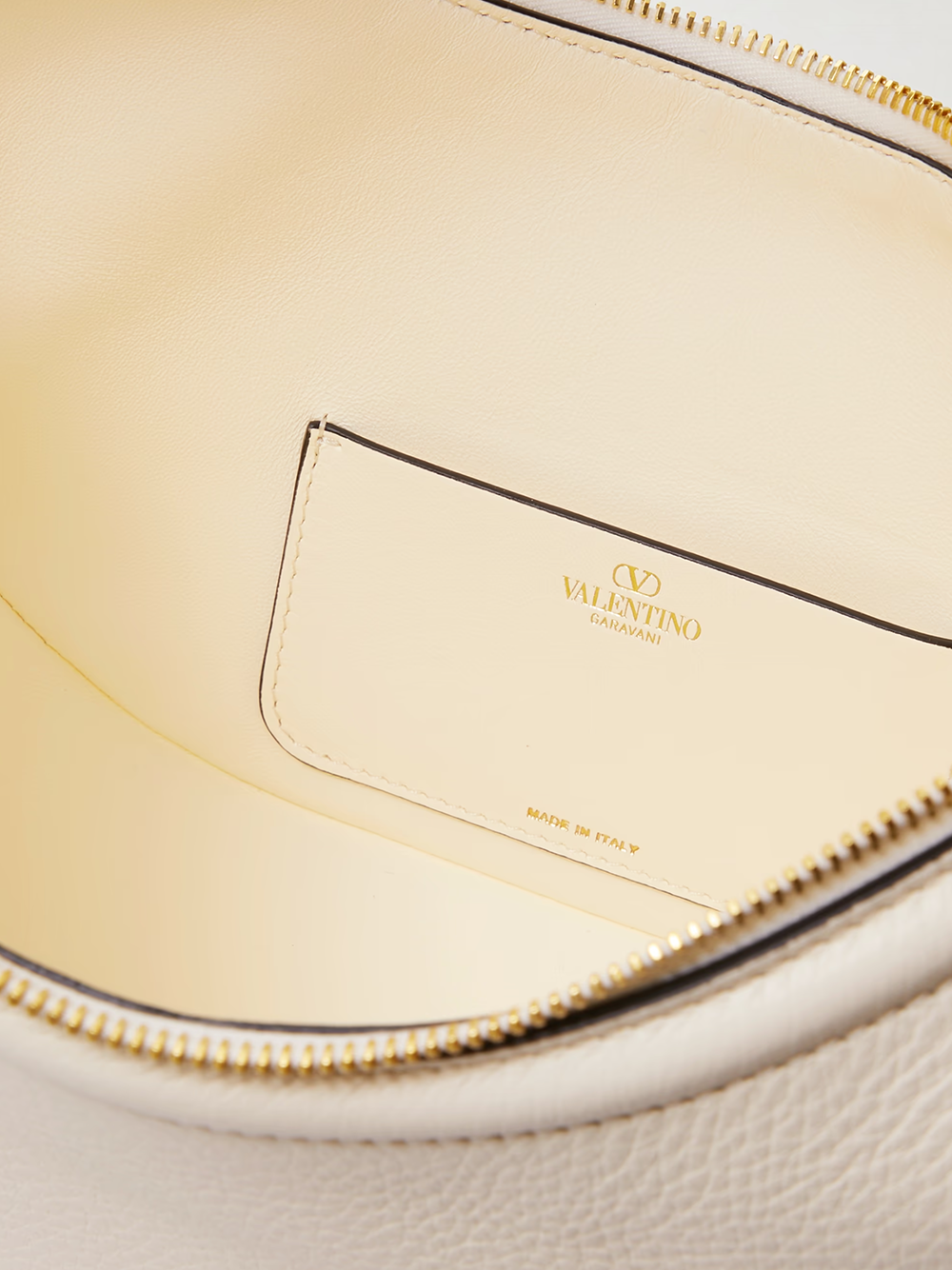 Valentino Garavani Petit sac à bandoulière Hobo Vlogo en cuir ivoire