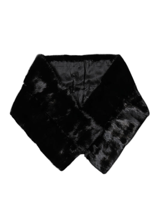 Écharpe à col châle en fourrure noire Dolce & Gabbana