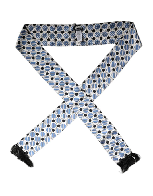 Foulard fin en soie à pois blancs et bleus Dolce & Gabbana