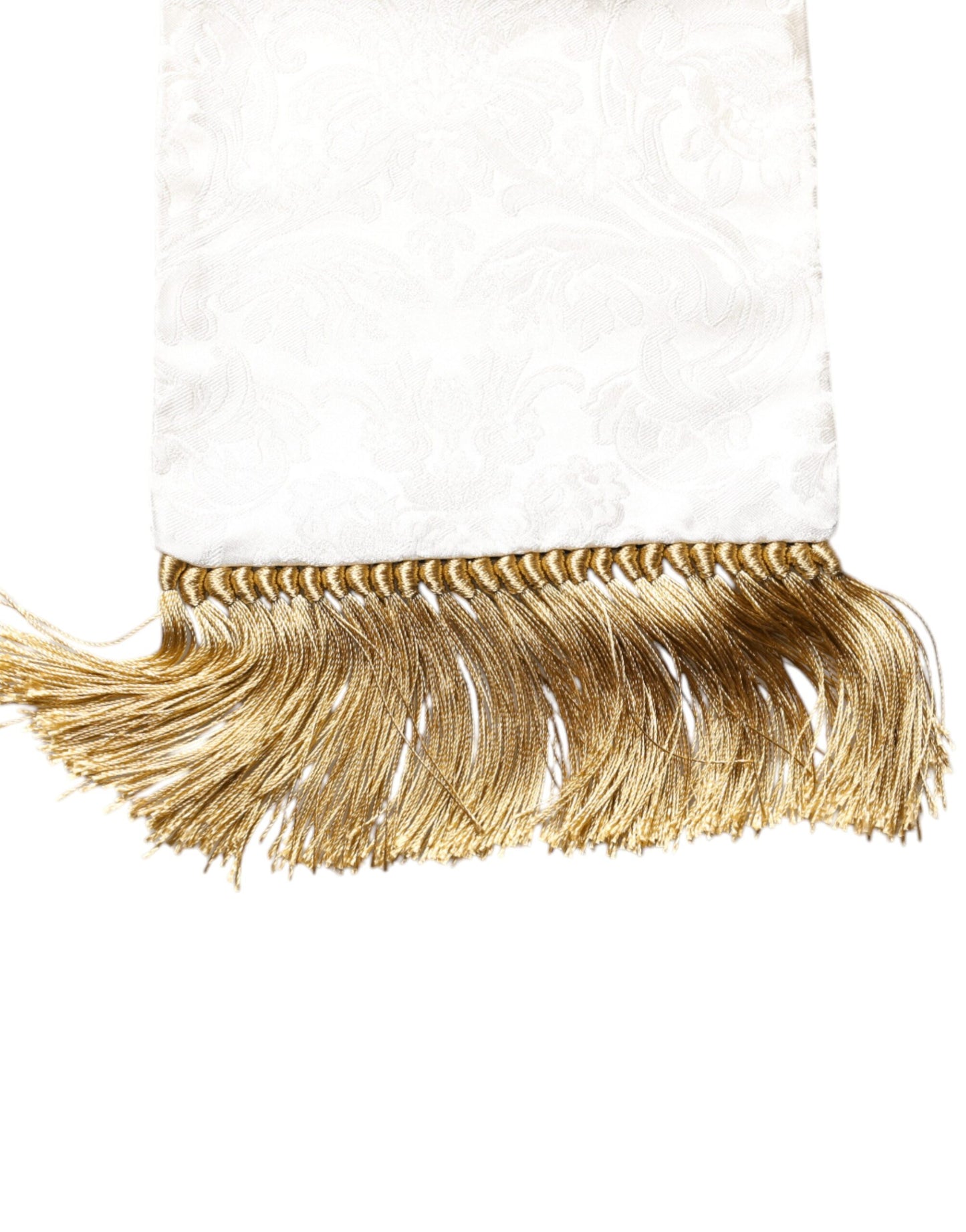 Foulard fin à franges en jacquard floral blanc Dolce & Gabbana