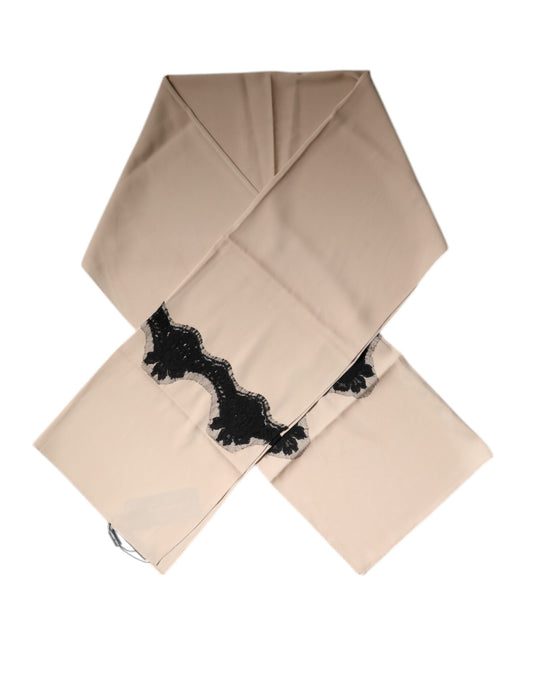 Foulard en soie beige Dolce & Gabbana avec bordure en dentelle florale