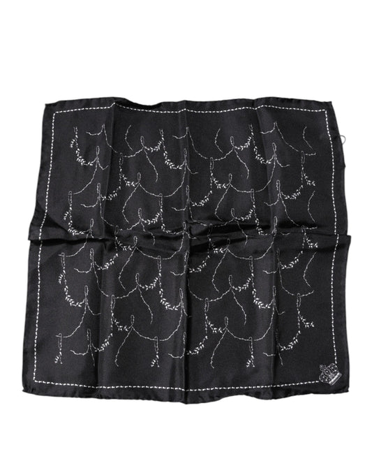 Foulard mouchoir en soie noir à motifs Dolce & Gabbana