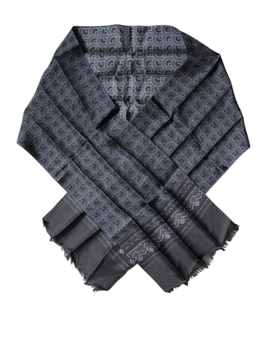 Foulard châle en soie fantaisie bleu foncé Dolce & Gabbana