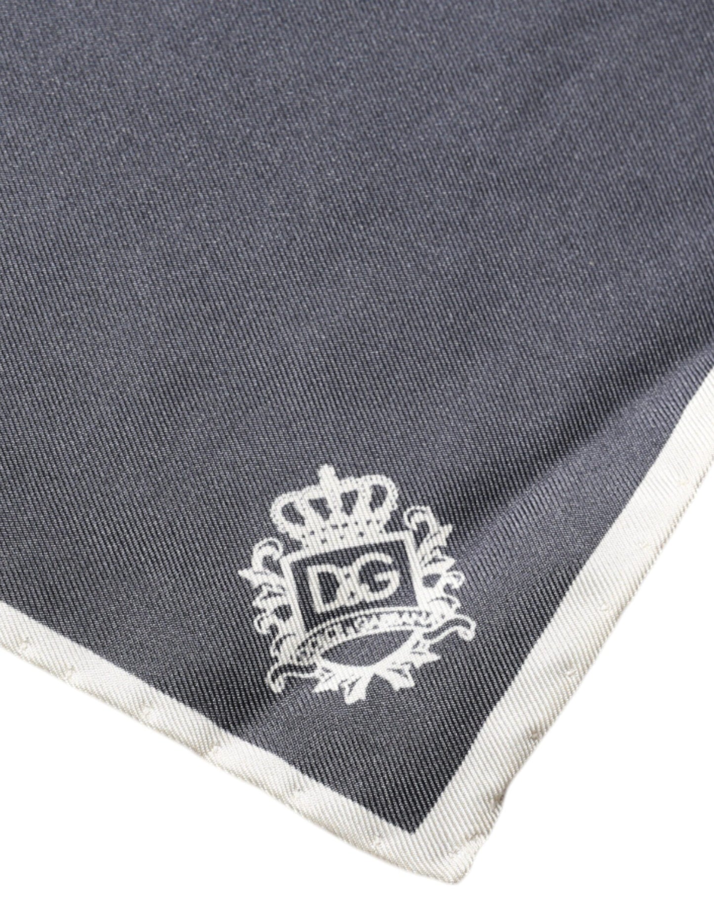 Dolce & Gabbana Gray Crown Logo Vierkante Zakdoek Sjaal