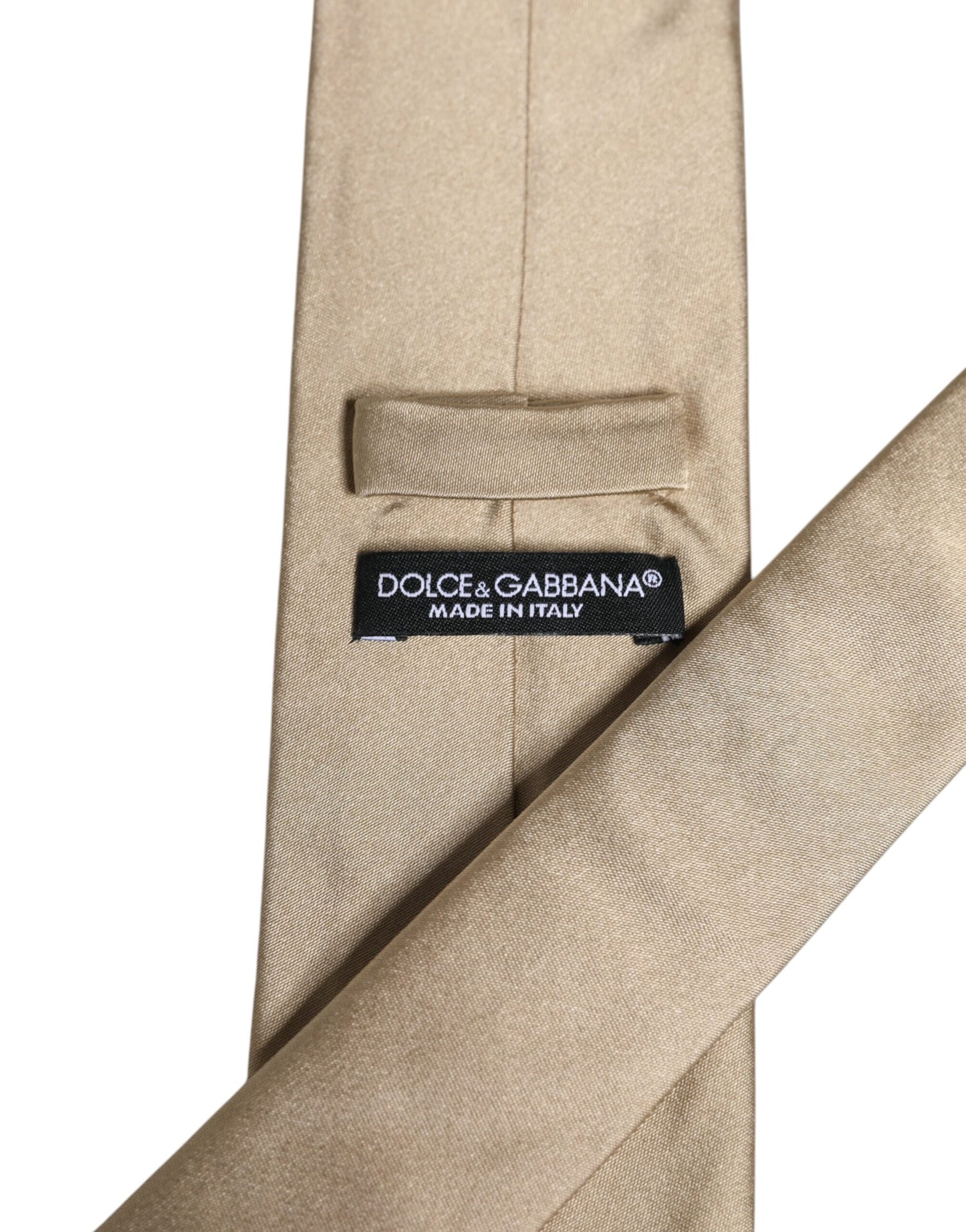 Dolce & Gabbana Beige Effen Zijden Verstelbare Stropdas