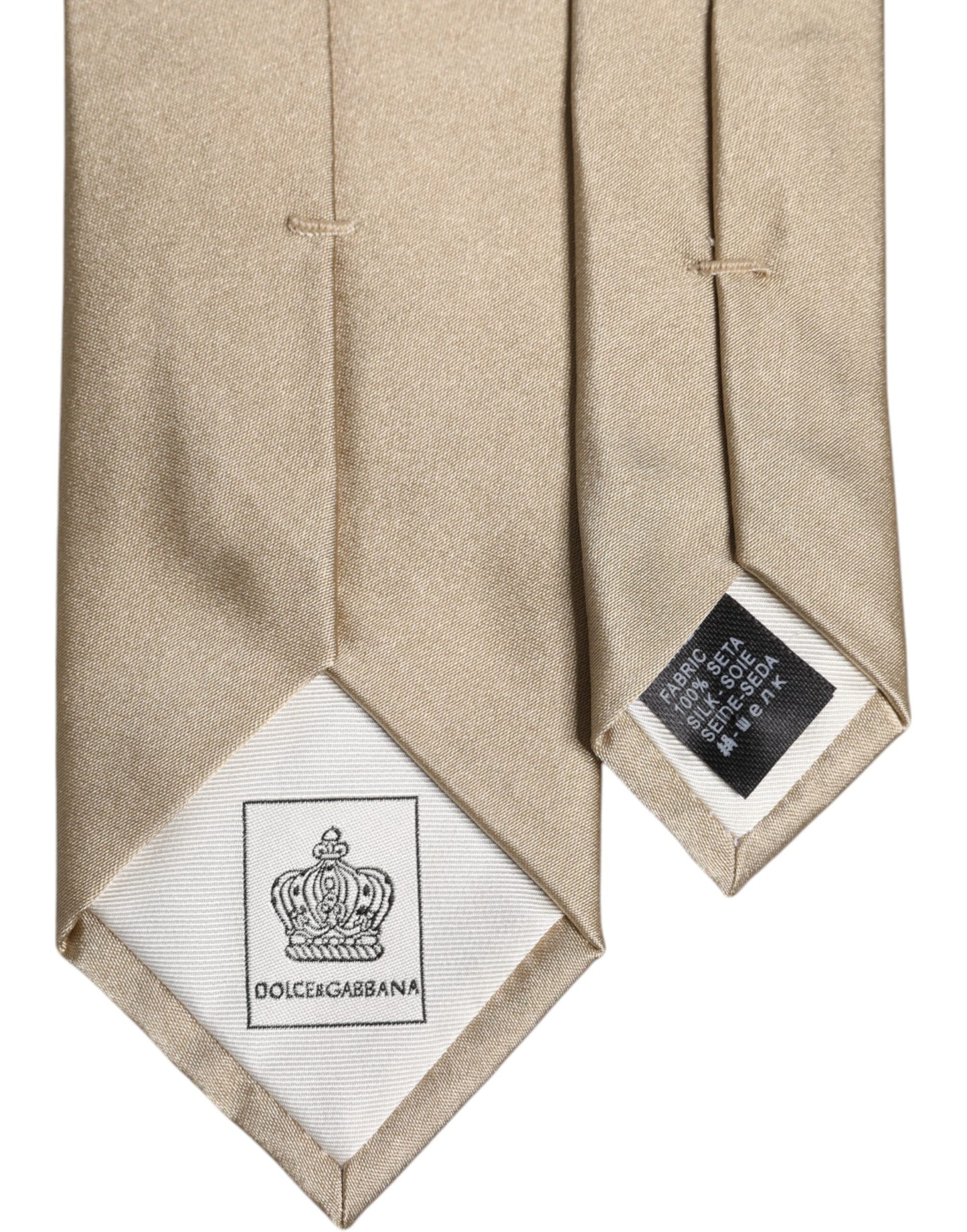 Dolce & Gabbana Beige Effen Zijden Verstelbare Stropdas