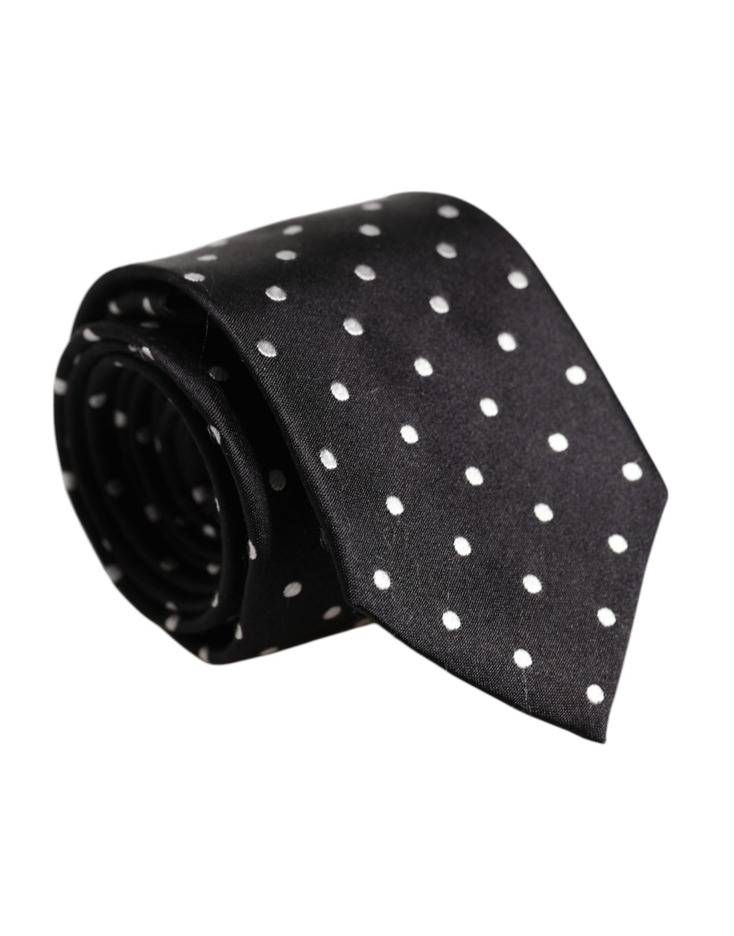 Dolce & Gabbana Zwarte Zijden Verstelbare Stropdas met Polka Dots