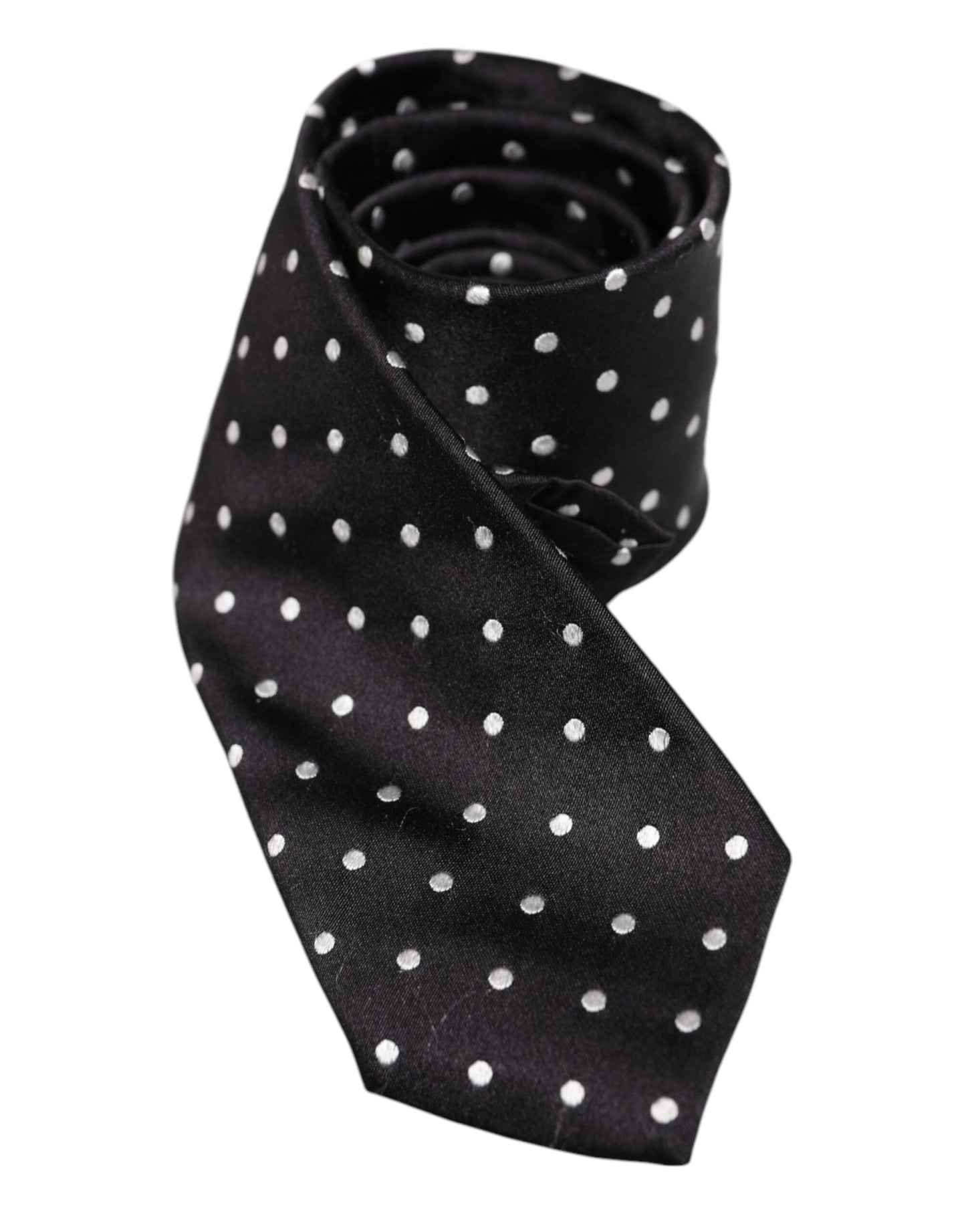 Dolce & Gabbana Zwarte Zijden Verstelbare Stropdas met Polka Dots