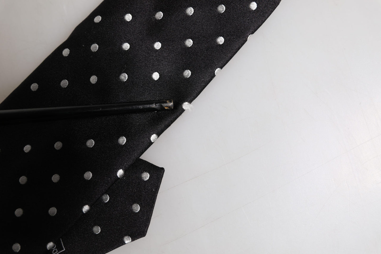 Dolce & Gabbana Zwarte Zijden Verstelbare Stropdas met Polka Dots