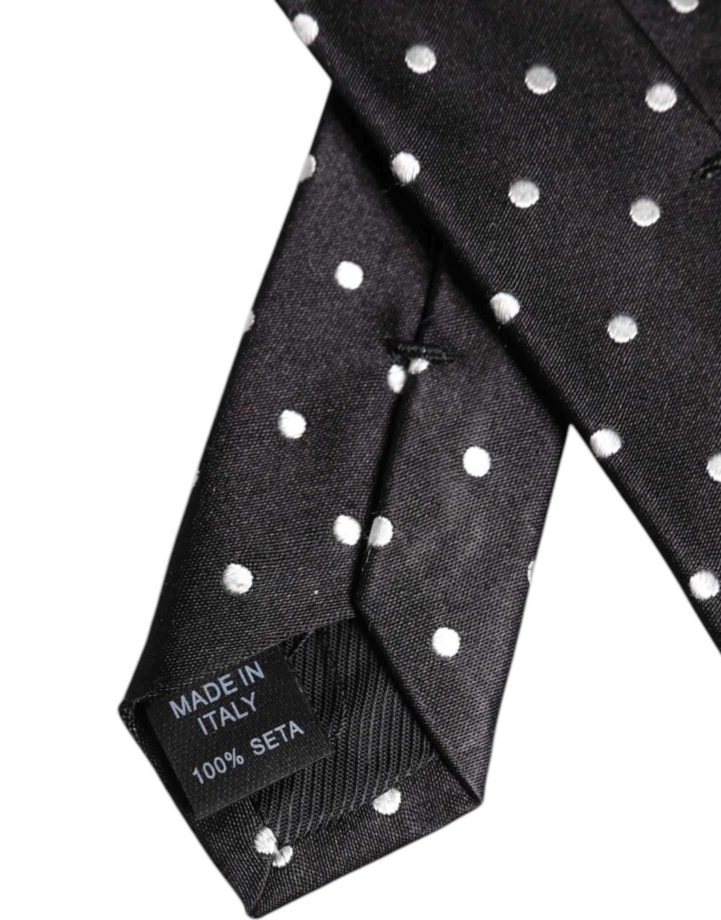Dolce & Gabbana Zwarte Zijden Verstelbare Stropdas met Polka Dots