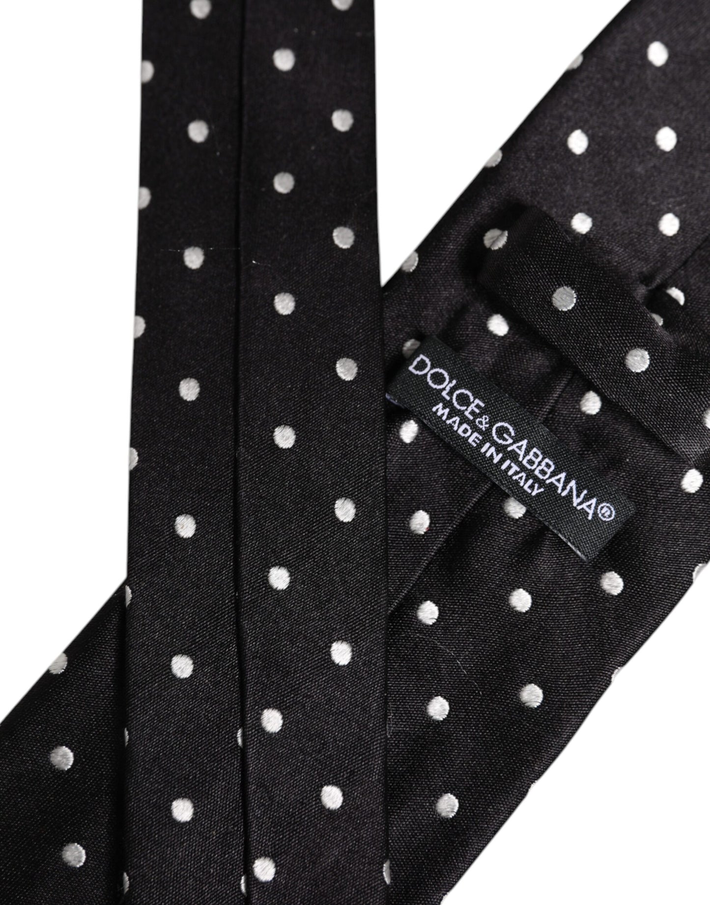 Dolce & Gabbana Zwarte Zijden Verstelbare Stropdas met Polka Dots