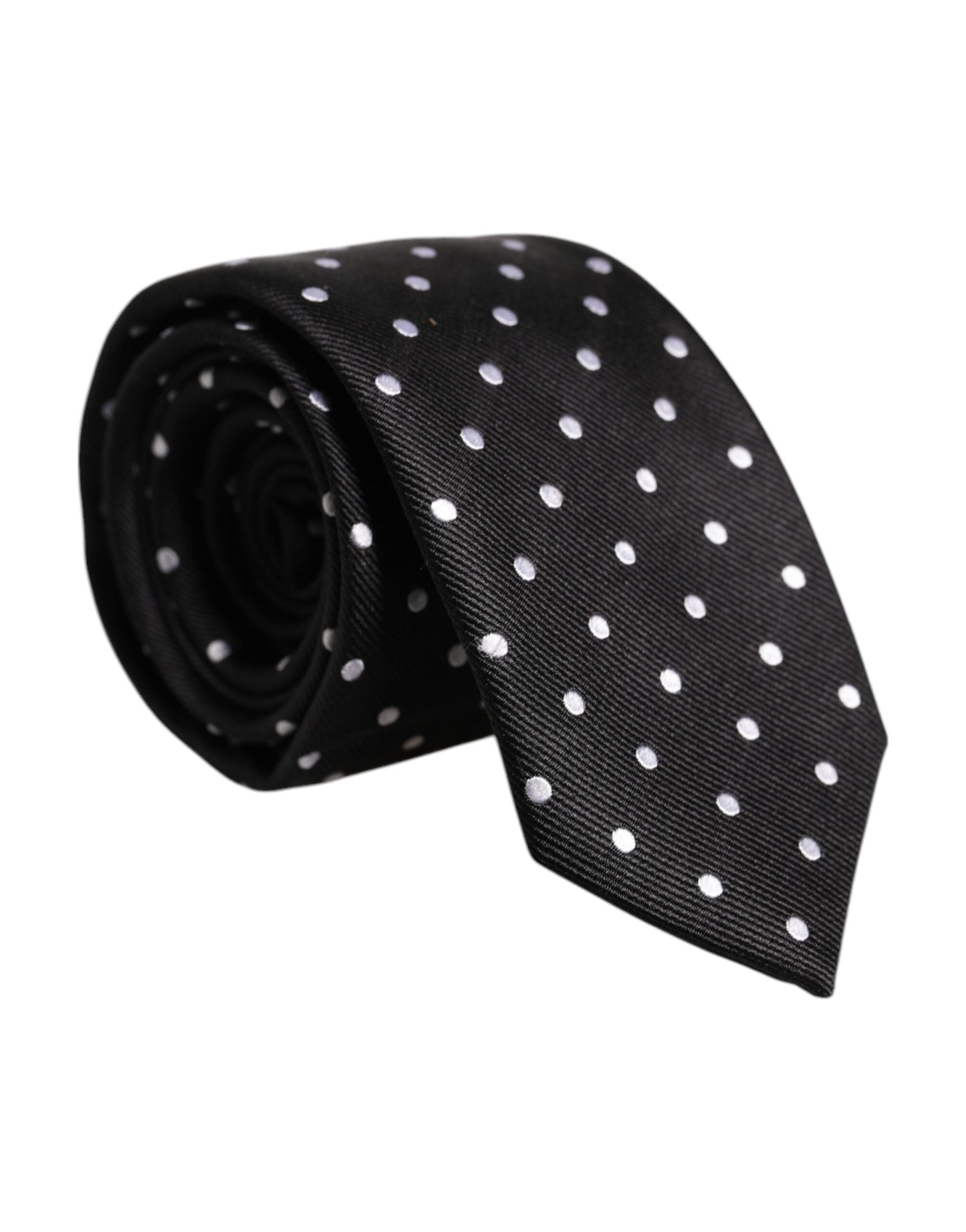 Dolce & Gabbana Zwarte Zijden Verstelbare Stropdas met Polka Dots