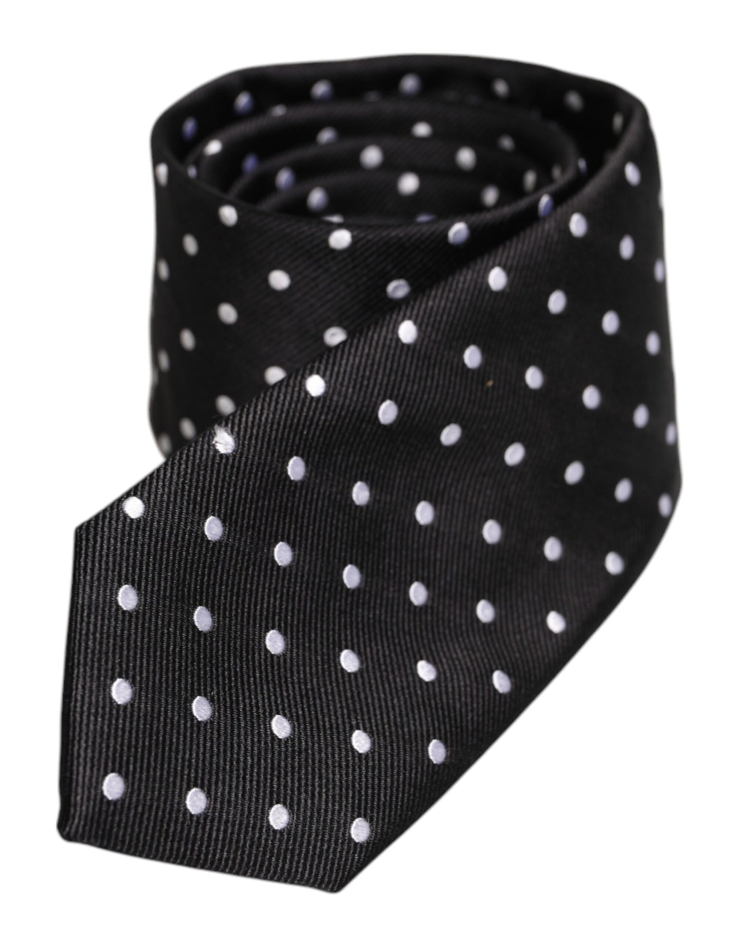 Dolce & Gabbana Zwarte Zijden Verstelbare Stropdas met Polka Dots