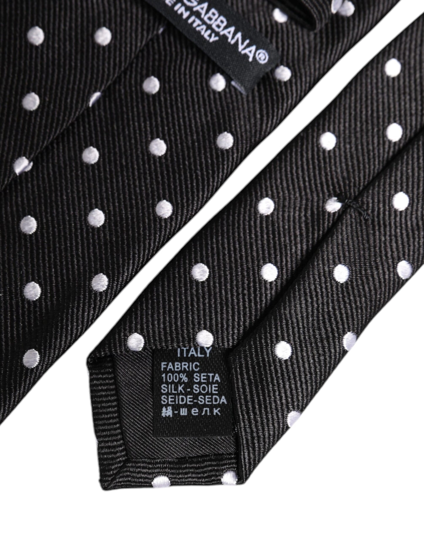 Dolce & Gabbana Zwarte Zijden Verstelbare Stropdas met Polka Dots