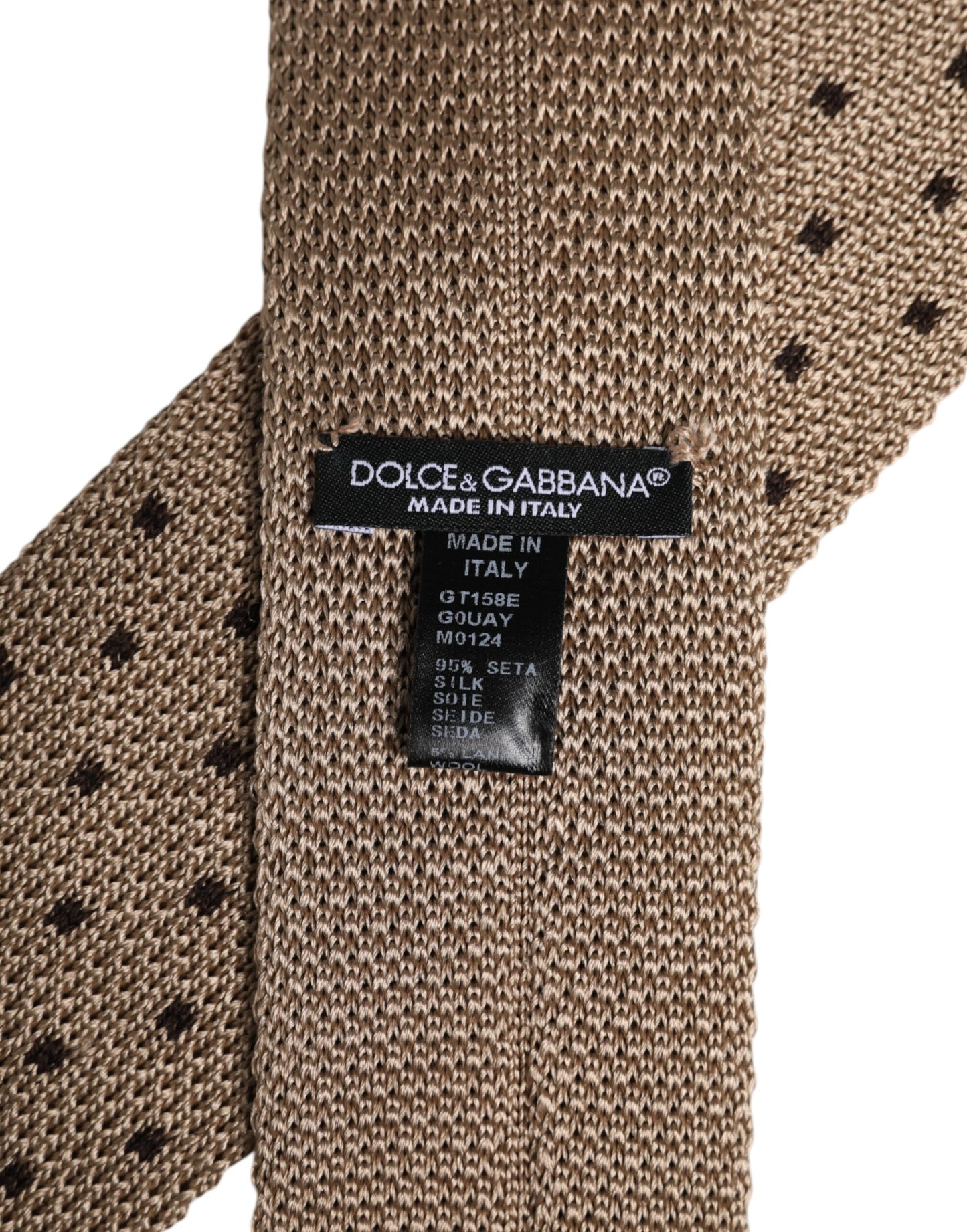 Dolce & Gabbana Beige Polka Dot Zijden Verstelbare Stropdas