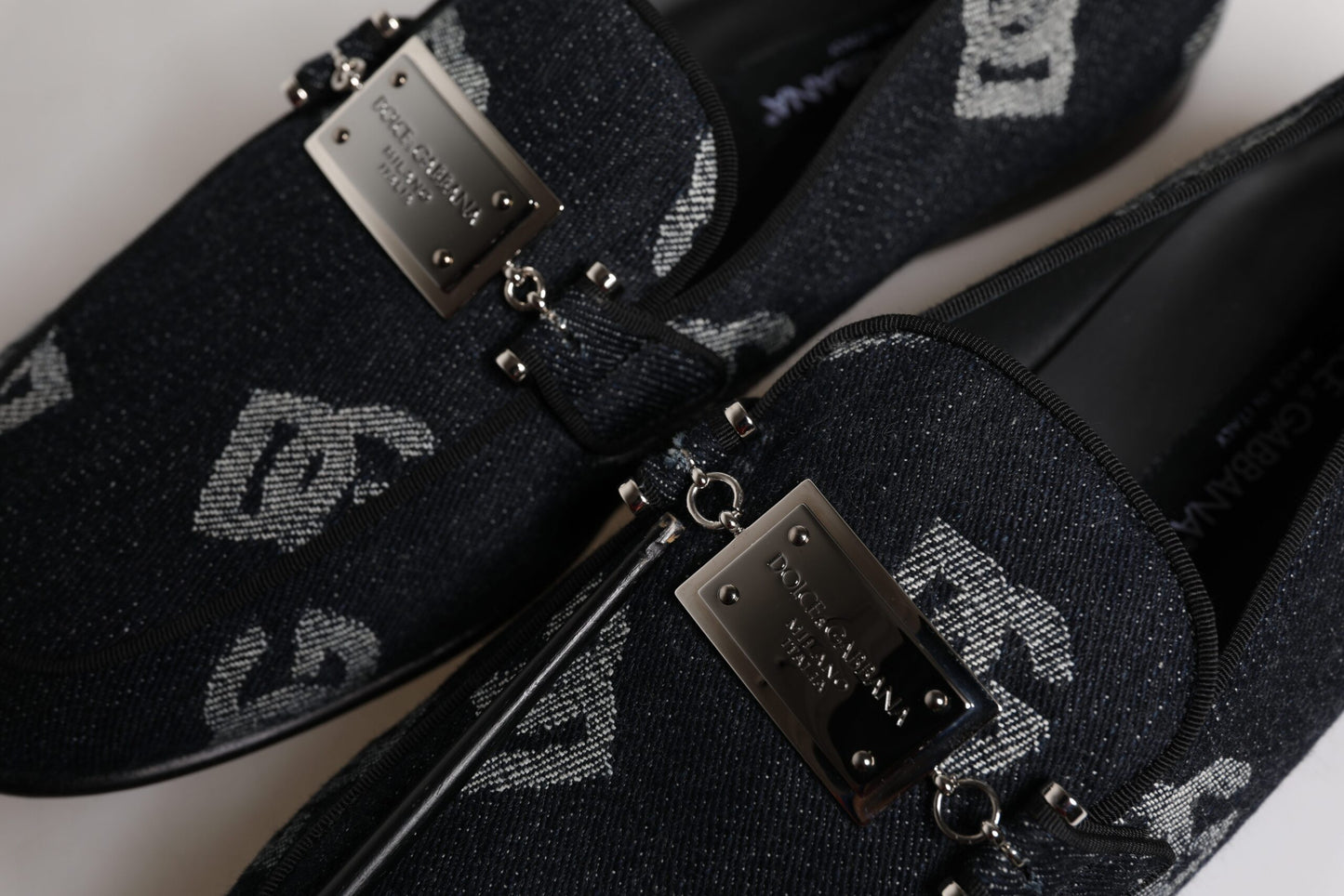 Dolce & Gabbana Zwarte Katoenen Loafers met Logo, Formele Schoenen