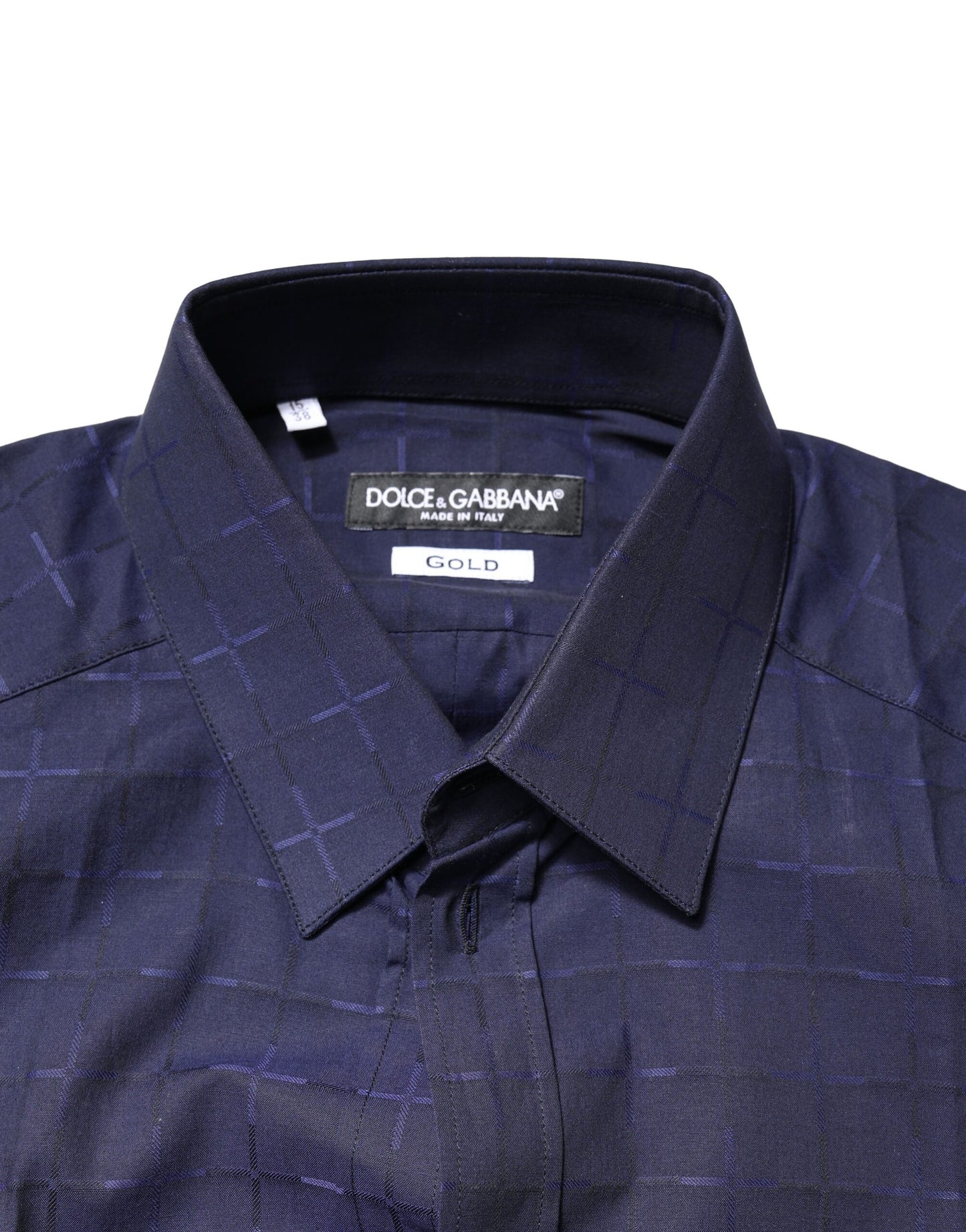 Chemise habillée formelle à carreaux bleu et or en tartan de Dolce & Gabbana