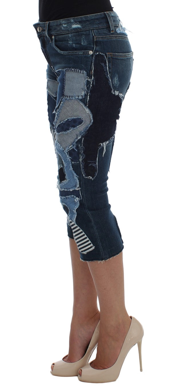 Shorts en jean bleu patchwork stretch de Dolce & Gabbana