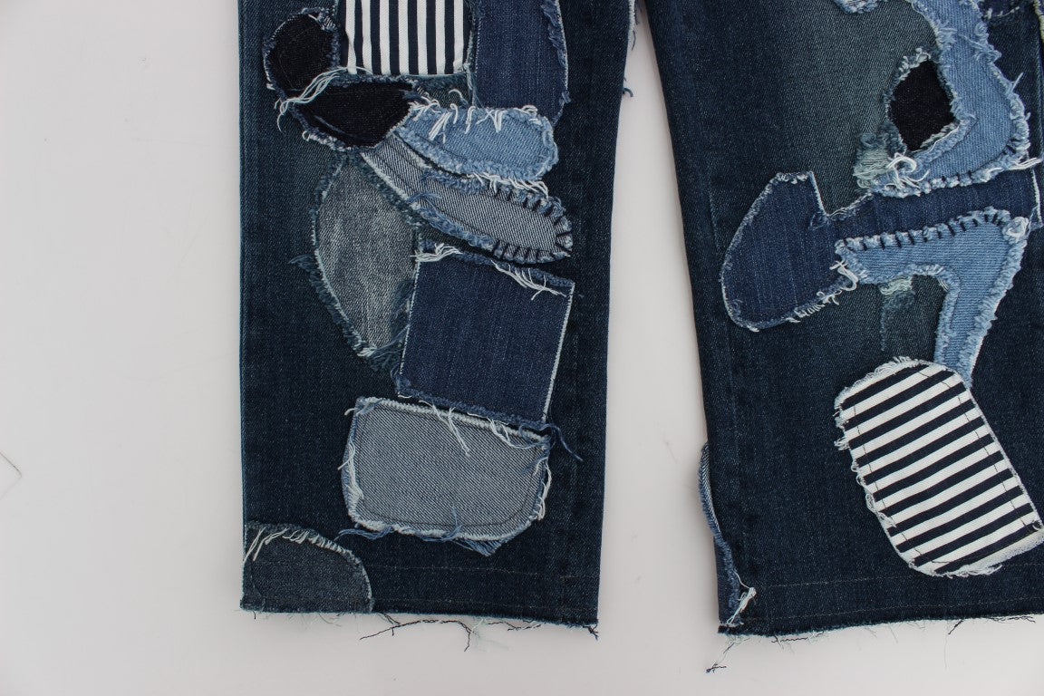 Shorts en jean bleu patchwork stretch de Dolce & Gabbana