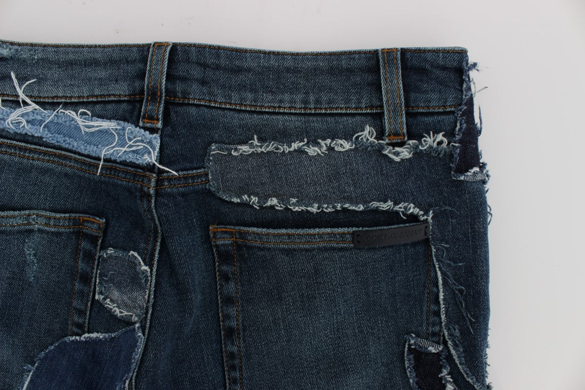 Shorts en jean bleu patchwork stretch de Dolce & Gabbana