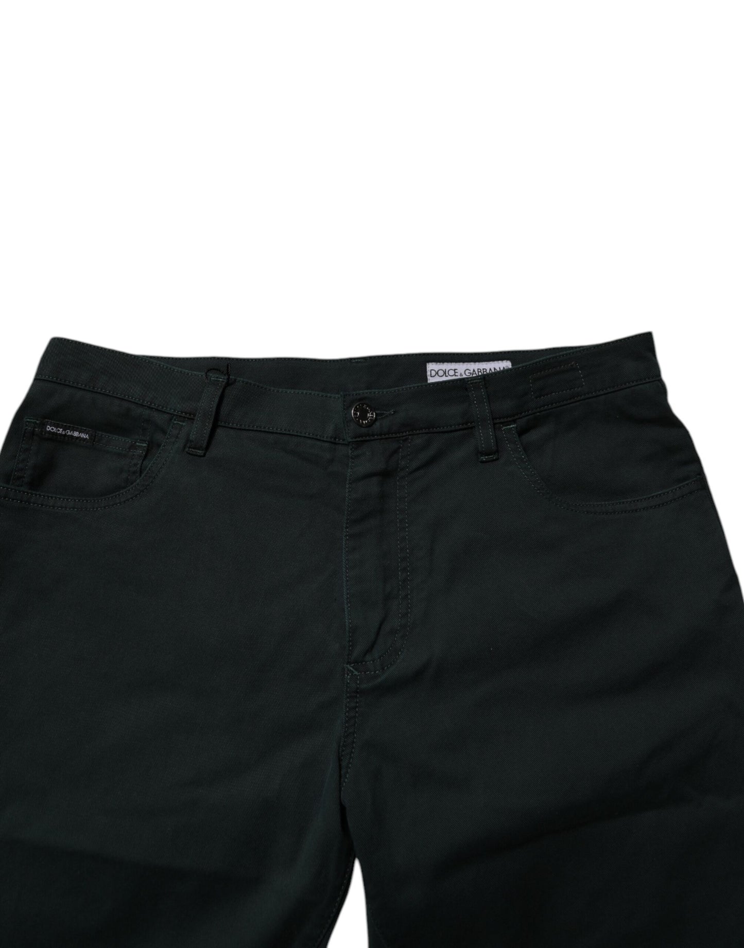 Dolce & Gabbana donkergroene katoenen, losvallende herendinjeans