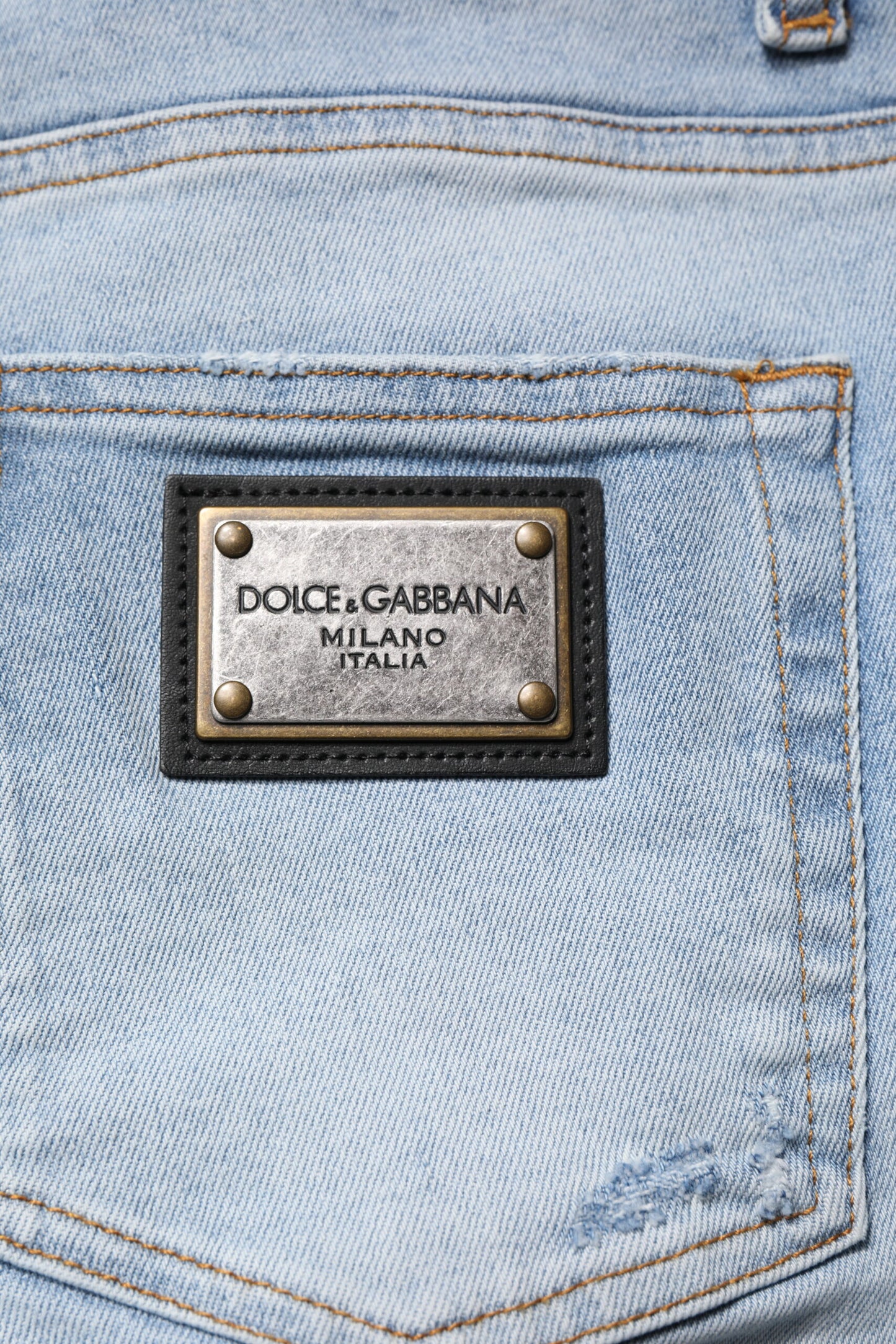 Jean skinny en coton bleu délavé pour homme de Dolce & Gabbana