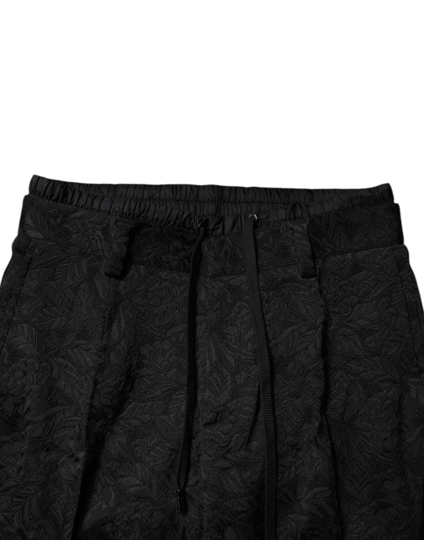 Pantalon-jupette moulant en brocart de polyester noir Dolce & Gabbana