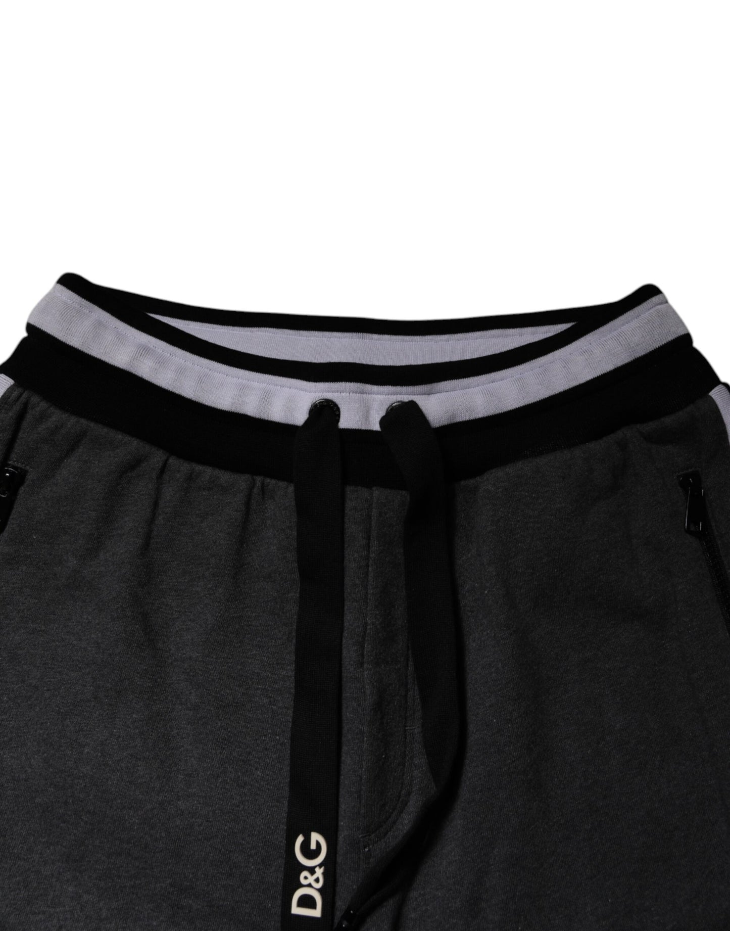 Dolce & Gabbana zwarte en grijze katoenen sweatpants voor heren, in lagen.